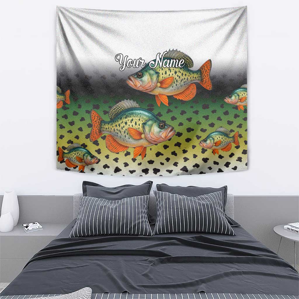 Colorful Crappie Fishing Green Scales Tapestry Gradient Camo Pattern and Custom Name Fishing - Wonder Print Shop