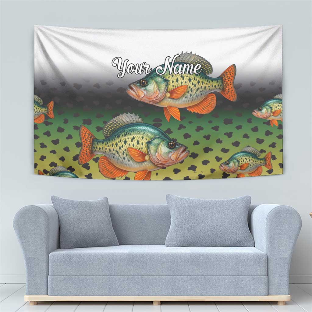 Colorful Crappie Fishing Green Scales Tapestry Gradient Camo Pattern and Custom Name Fishing - Wonder Print Shop