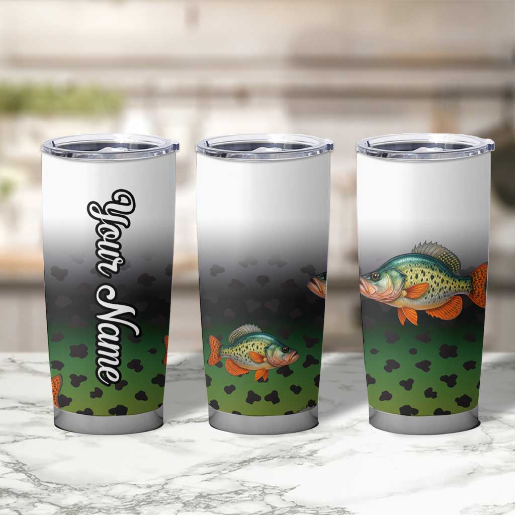 Colorful Crappie Fishing Green Scales Tumbler Cup Gradient Camo Pattern and Custom Name Fishing - Wonder Print Shop