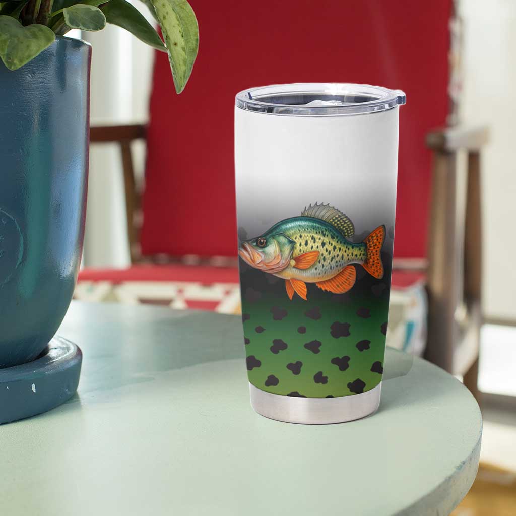 Colorful Crappie Fishing Green Scales Tumbler Cup Gradient Camo Pattern and Custom Name Fishing - Wonder Print Shop