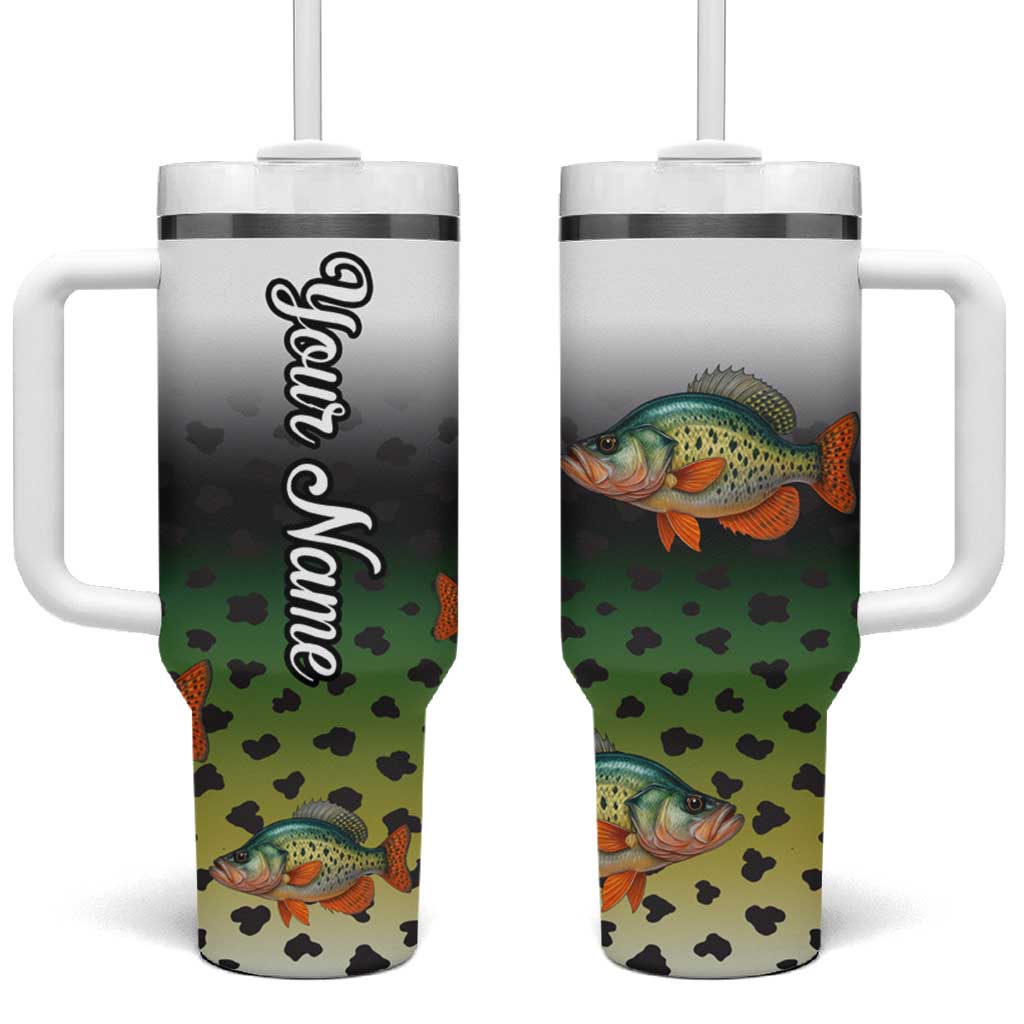 Colorful Crappie Fishing Green Scales Tumbler With Handle Gradient Camo Pattern and Custom Name Fishing - Wonder Print Shop