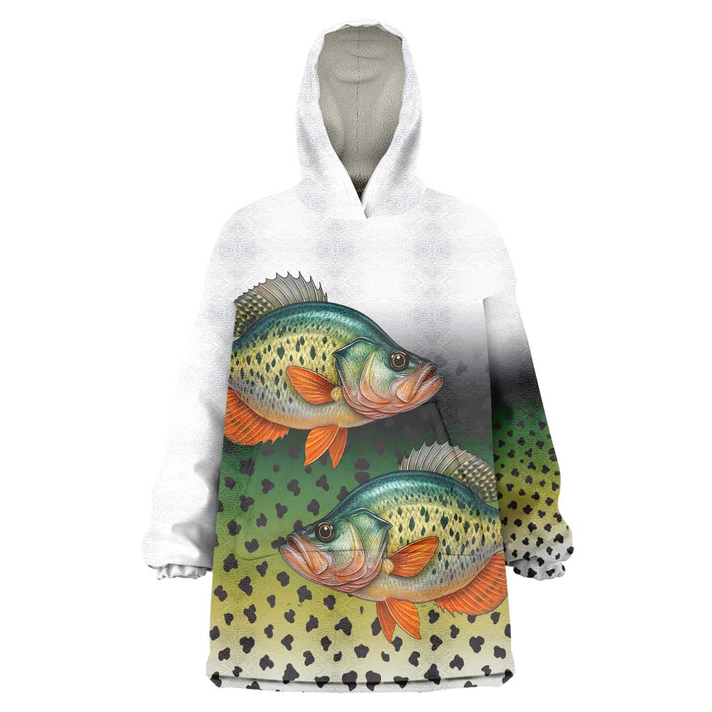 Colorful Crappie Fishing Green Scales Wearable Blanket Hoodie Gradient Camo Pattern and Custom Name Fishing - Wonder Print Shop