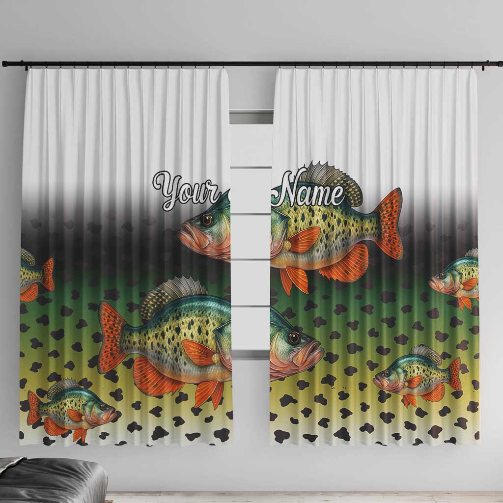Colorful Crappie Fishing Green Scales Window Curtain Gradient Camo Pattern and Custom Name Fishing - Wonder Print Shop