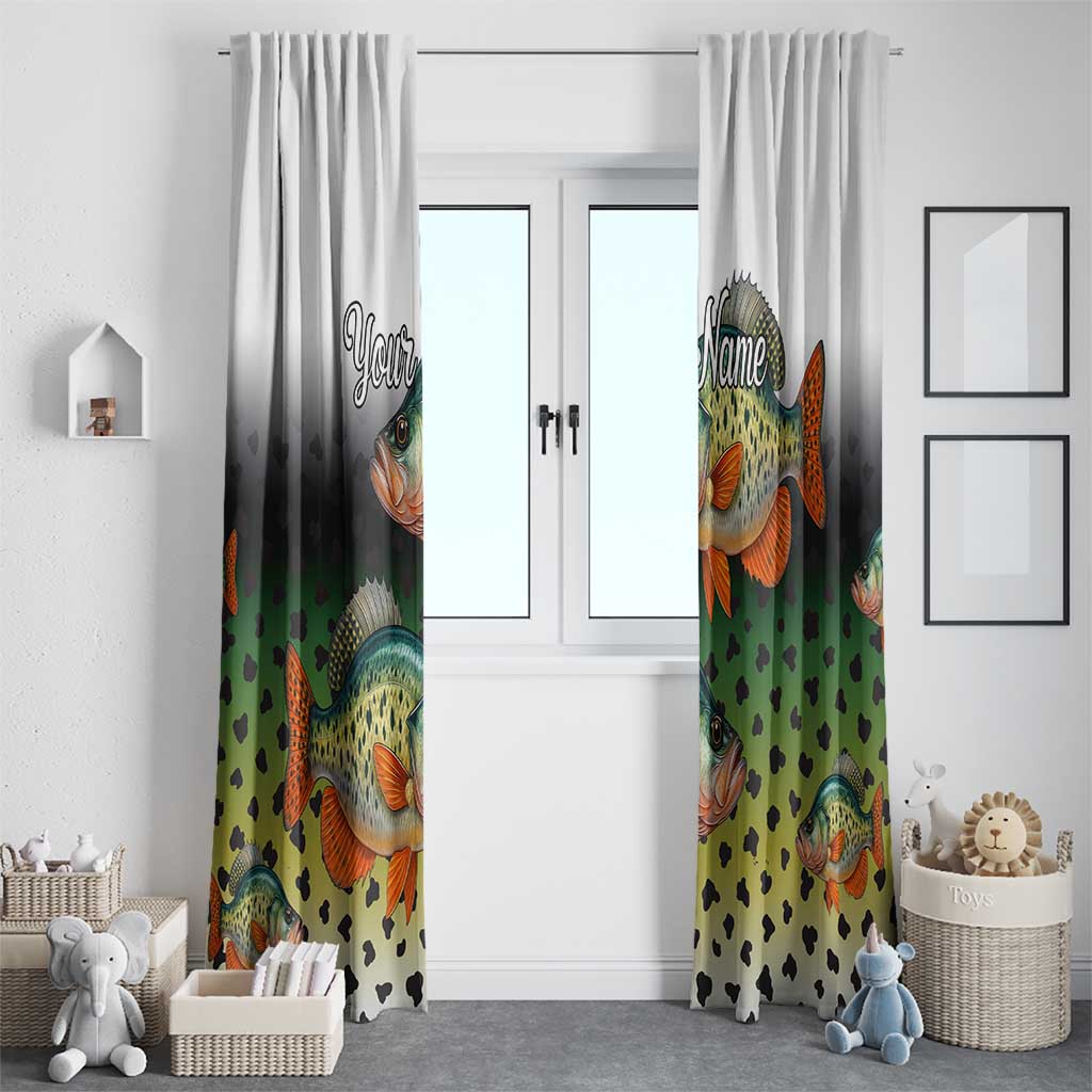 Colorful Crappie Fishing Green Scales Window Curtain Gradient Camo Pattern and Custom Name Fishing - Wonder Print Shop