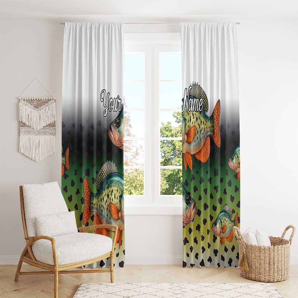 Colorful Crappie Fishing Green Scales Window Curtain Gradient Camo Pattern and Custom Name Fishing - Wonder Print Shop