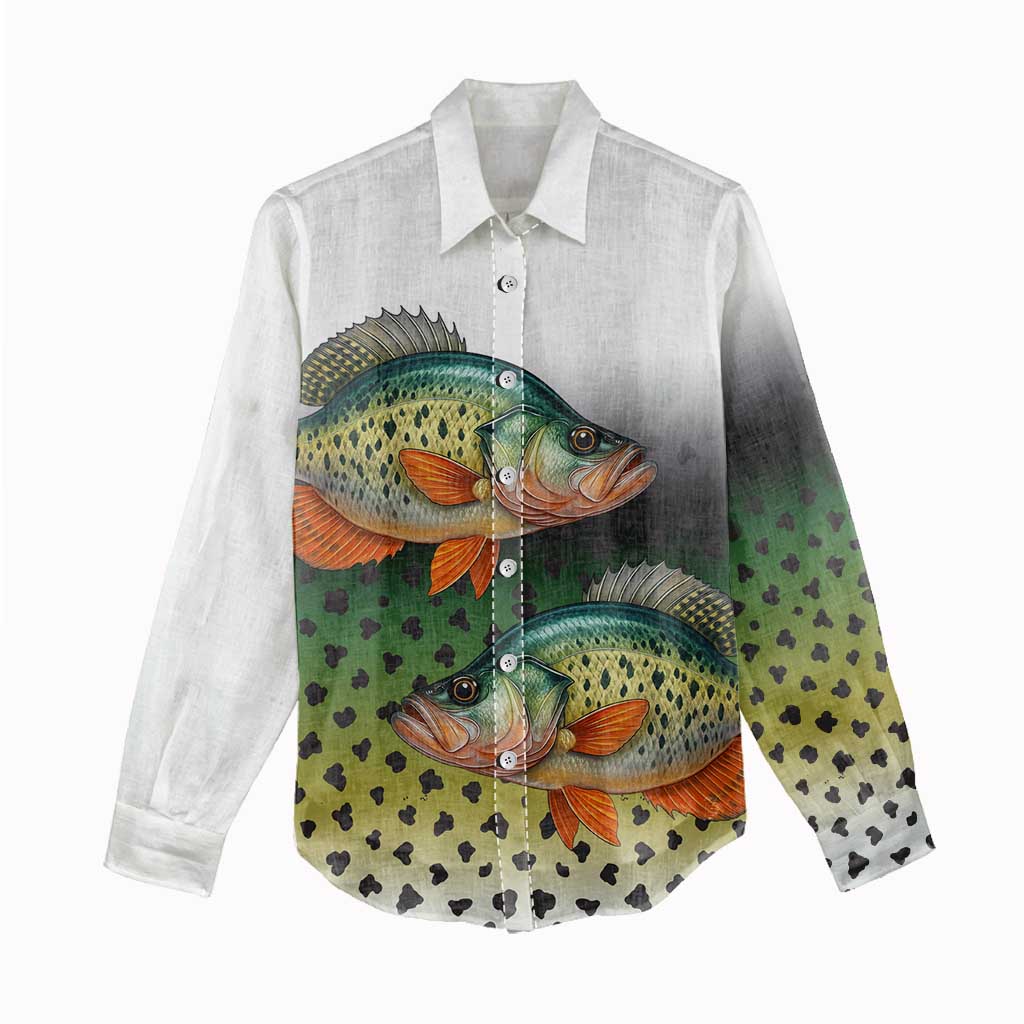 Colorful Crappie Fishing Green Scales Women Casual Shirt Gradient Camo Pattern and Custom Name Fishing - Wonder Print Shop