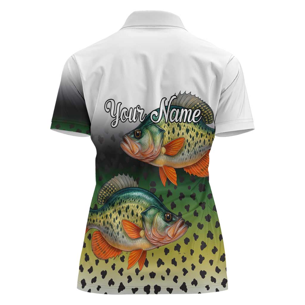Colorful Crappie Fishing Green Scales Women Polo Shirt Gradient Camo Pattern and Custom Name Fishing - Wonder Print Shop