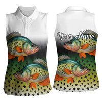 Colorful Crappie Fishing Green Scales Women Sleeveless Polo Shirt Gradient Camo Pattern and Custom Name Fishing - Wonder Print Shop