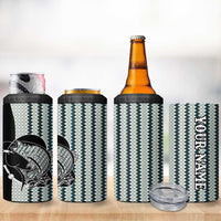 Striped Bass Jumping Graphic 4 in 1 Can Cooler Tumbler Rod Reel and Airplane on Fish Scale Pattern - Wonder Print Shop