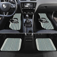 Striped Bass Jumping Graphic Car Mats Rod Reel and Airplane on Fish Scale Pattern - Wonder Print Shop