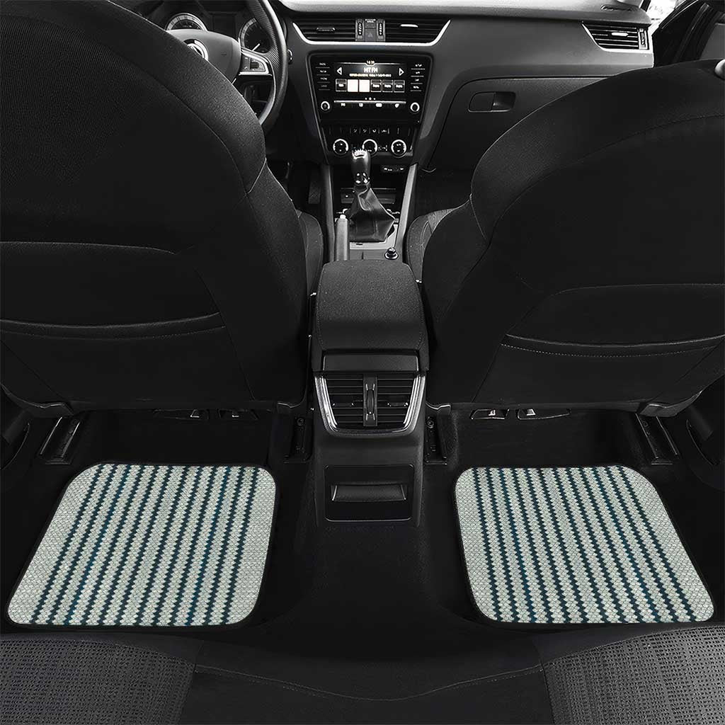 Striped Bass Jumping Graphic Car Mats Rod Reel and Airplane on Fish Scale Pattern - Wonder Print Shop