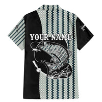 Striped Bass Jumping Graphic Family Matching Mermaid Dress and Hawaiian Shirt Rod Reel and Airplane on Fish Scale Pattern - Wonder Print Shop