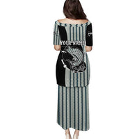 Striped Bass Jumping Graphic Puletasi Rod Reel and Airplane on Fish Scale Pattern - Wonder Print Shop