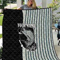 Striped Bass Jumping Graphic Quilt Rod Reel and Airplane on Fish Scale Pattern - Wonder Print Shop