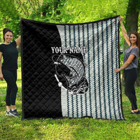 Striped Bass Jumping Graphic Quilt Rod Reel and Airplane on Fish Scale Pattern - Wonder Print Shop