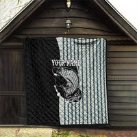 Striped Bass Jumping Graphic Quilt Rod Reel and Airplane on Fish Scale Pattern - Wonder Print Shop