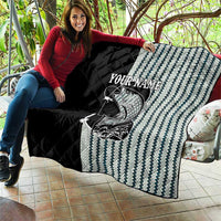 Striped Bass Jumping Graphic Quilt Rod Reel and Airplane on Fish Scale Pattern - Wonder Print Shop