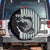 Striped Bass Jumping Graphic Spare Tire Cover Rod Reel and Airplane on Fish Scale Pattern - Wonder Print Shop