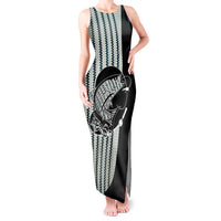 Striped Bass Jumping Graphic Tank Maxi Dress Rod Reel and Airplane on Fish Scale Pattern - Wonder Print Shop