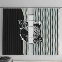 Striped Bass Jumping Graphic Window Curtain Rod Reel and Airplane on Fish Scale Pattern - Wonder Print Shop