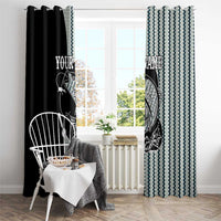 Striped Bass Jumping Graphic Window Curtain Rod Reel and Airplane on Fish Scale Pattern - Wonder Print Shop