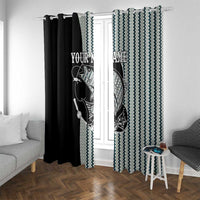 Striped Bass Jumping Graphic Window Curtain Rod Reel and Airplane on Fish Scale Pattern - Wonder Print Shop