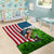 American Flag Bass Fishing Design Area Rug with Largemouth Bass and Green Grass Background - Wonder Print Shop