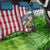 American Flag Bass Fishing Design Back Car Seat Cover with Largemouth Bass and Green Grass Background - Wonder Print Shop
