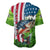 American Flag Bass Fishing Design Baseball Jersey with Largemouth Bass and Green Grass Background - Wonder Print Shop