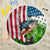 American Flag Bass Fishing Design Beach Blanket with Largemouth Bass and Green Grass Background - Wonder Print Shop