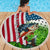 American Flag Bass Fishing Design Beach Blanket with Largemouth Bass and Green Grass Background - Wonder Print Shop