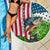 American Flag Bass Fishing Design Beach Blanket with Largemouth Bass and Green Grass Background - Wonder Print Shop