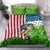 American Flag Bass Fishing Design Bedding Set with Largemouth Bass and Green Grass Background - Wonder Print Shop