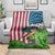 American Flag Bass Fishing Design Blanket with Largemouth Bass and Green Grass Background - Wonder Print Shop