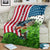 American Flag Bass Fishing Design Blanket with Largemouth Bass and Green Grass Background - Wonder Print Shop