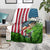 American Flag Bass Fishing Design Blanket with Largemouth Bass and Green Grass Background - Wonder Print Shop