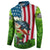 American Flag Bass Fishing Design Button Sweatshirt with Largemouth Bass and Green Grass Background - Wonder Print Shop
