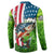 American Flag Bass Fishing Design Button Sweatshirt with Largemouth Bass and Green Grass Background - Wonder Print Shop