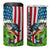 American Flag Bass Fishing Design 4 in 1 Can Cooler Tumbler with Largemouth Bass and Green Grass Background - Wonder Print Shop