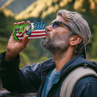 American Flag Bass Fishing Design 4 in 1 Can Cooler Tumbler with Largemouth Bass and Green Grass Background - Wonder Print Shop