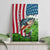 American Flag Bass Fishing Design Canvas Wall Art with Largemouth Bass and Green Grass Background - Wonder Print Shop