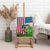 American Flag Bass Fishing Design Canvas Wall Art with Largemouth Bass and Green Grass Background - Wonder Print Shop