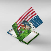 American Flag Bass Fishing Design Canvas Wall Art with Largemouth Bass and Green Grass Background - Wonder Print Shop