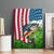 American Flag Bass Fishing Design Canvas Wall Art with Largemouth Bass and Green Grass Background - Wonder Print Shop