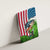 American Flag Bass Fishing Design Canvas Wall Art with Largemouth Bass and Green Grass Background - Wonder Print Shop