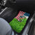 American Flag Bass Fishing Design Car Mats with Largemouth Bass and Green Grass Background - Wonder Print Shop