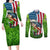 American Flag Bass Fishing Design Couples Matching Long Sleeve Bodycon Dress and Long Sleeve Button Shirt with Largemouth Bass and Green Grass Background - Wonder Print Shop