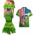 American Flag Bass Fishing Design Couples Matching Mermaid Dress and Hawaiian Shirt with Largemouth Bass and Green Grass Background - Wonder Print Shop