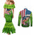 American Flag Bass Fishing Design Couples Matching Mermaid Dress and Long Sleeve Button Shirt with Largemouth Bass and Green Grass Background - Wonder Print Shop