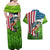 American Flag Bass Fishing Design Couples Matching Off Shoulder Maxi Dress and Hawaiian Shirt with Largemouth Bass and Green Grass Background - Wonder Print Shop